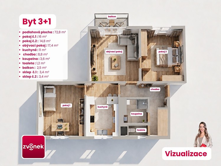 Квартира 3+1 на продаж, 73 м² (4 з 20)