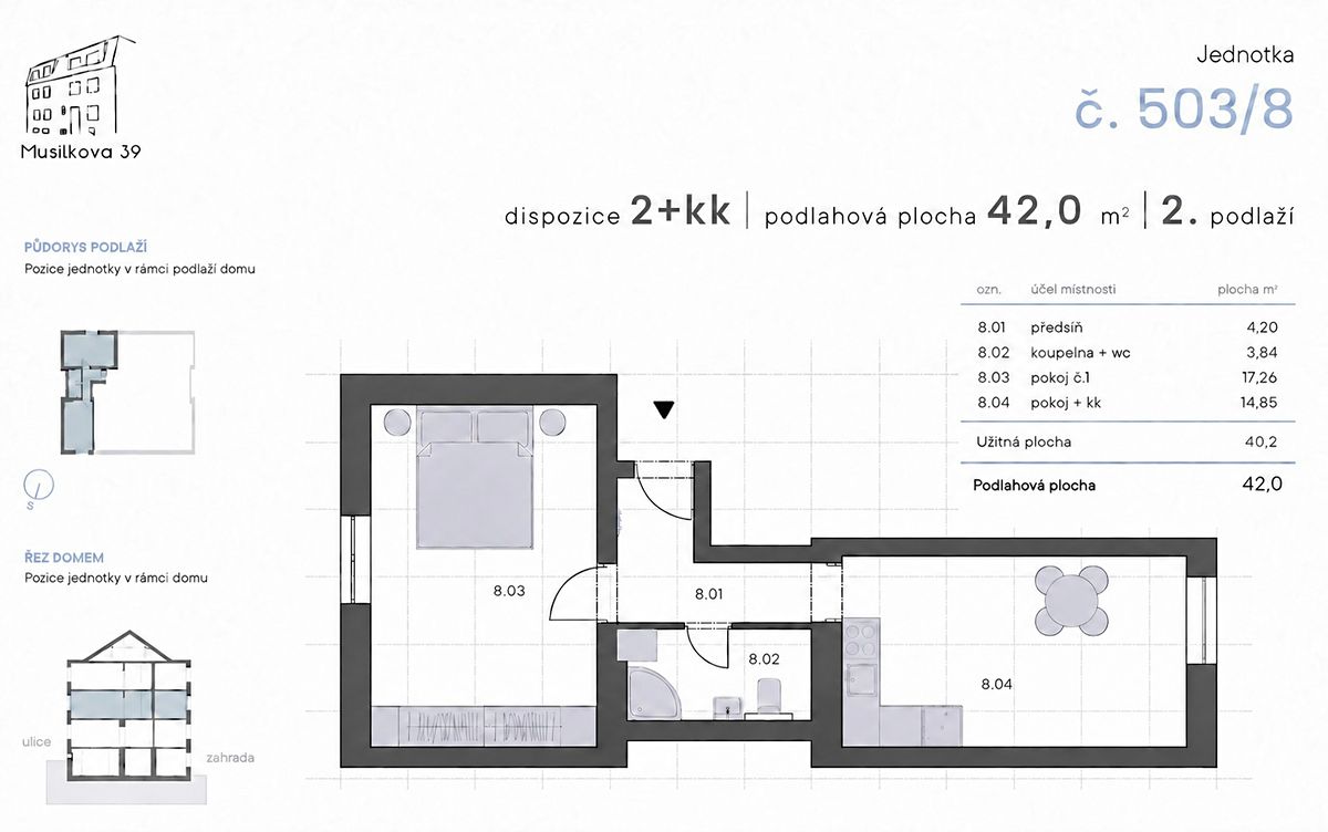 Pronájem bytu 2+kk 42 m² – fotografie 3