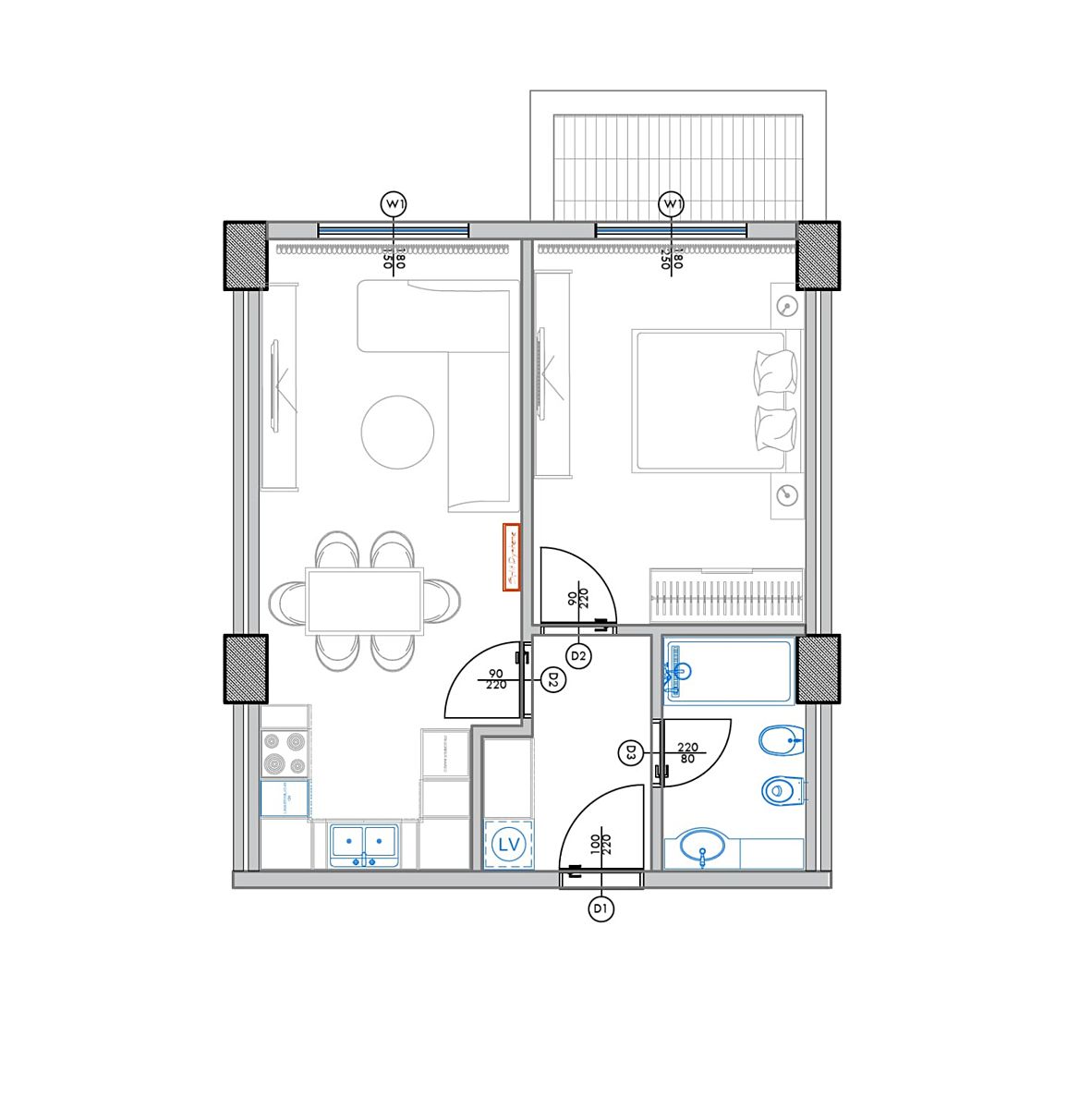 Prodej bytu 2+kk 59 m², Qerret – fotka 1 z 3