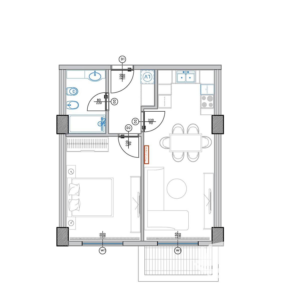 Prodej bytu 2+kk 58 m², Qerret – fotka 1 z 3