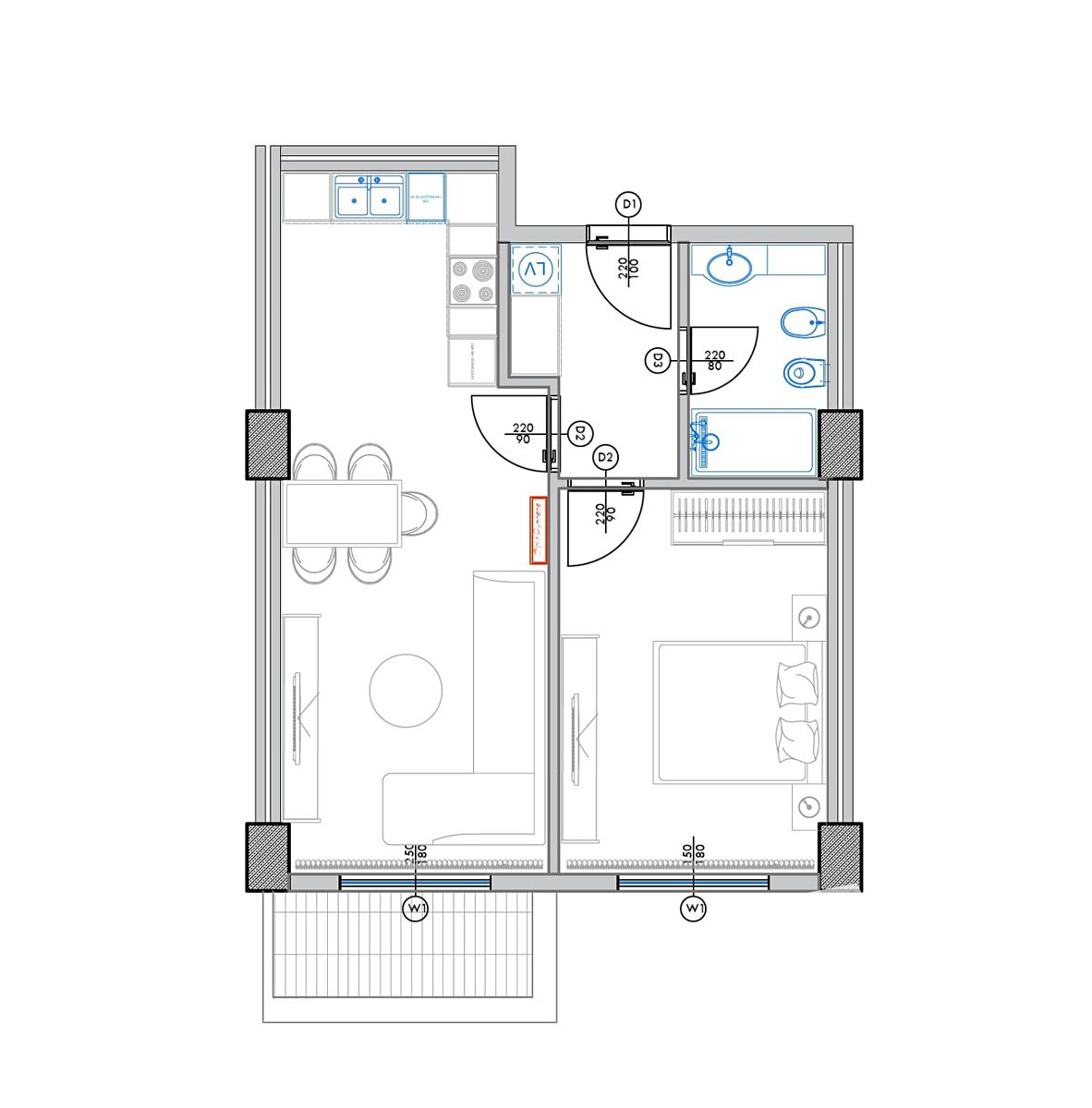 Prodej bytu 2+kk 62 m², Qerret – fotka 1 z 3