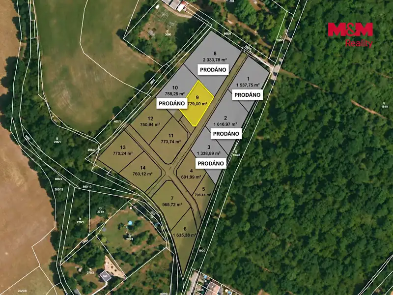 Prodej stavebního pozemku 729 m², Líšťany – náhled fotky 3