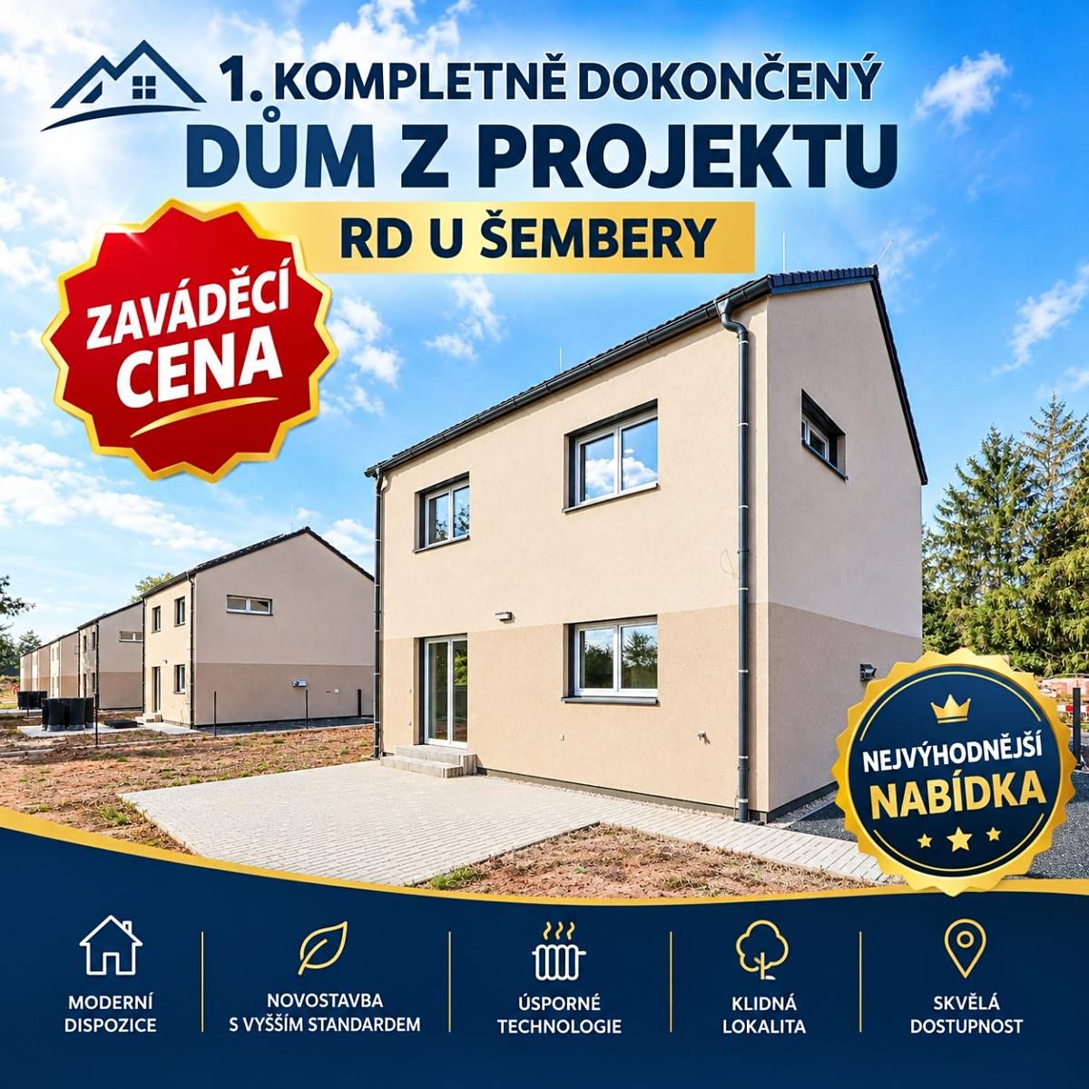 Prodej projektu na klíč 114 m², pozemek 449 m², Klučov – fotka 1 z 3