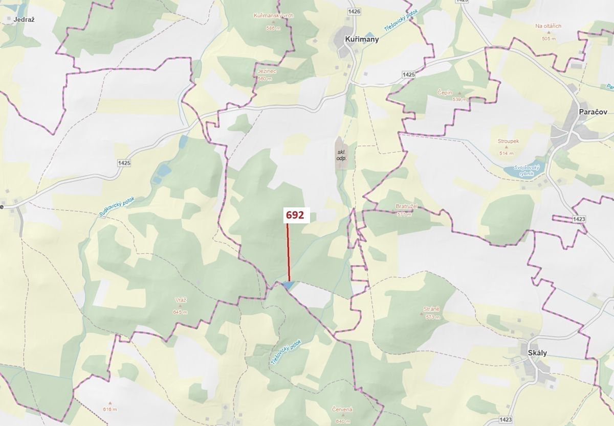Dražba lesa 2947 m², Kuřimany – fotka 1 z 3