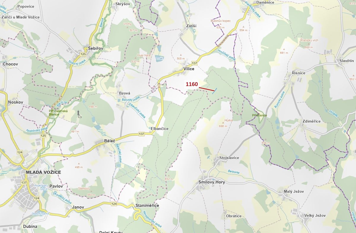 Dražba lesa 2693 m², Vilice – fotka 1 z 3