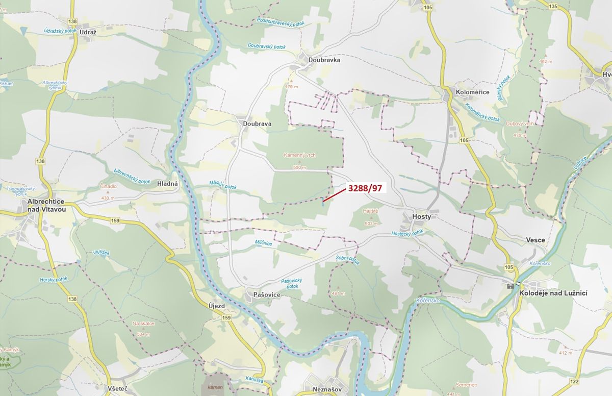 Dražba lesa 1729 m², Hosty – fotka 1 z 3
