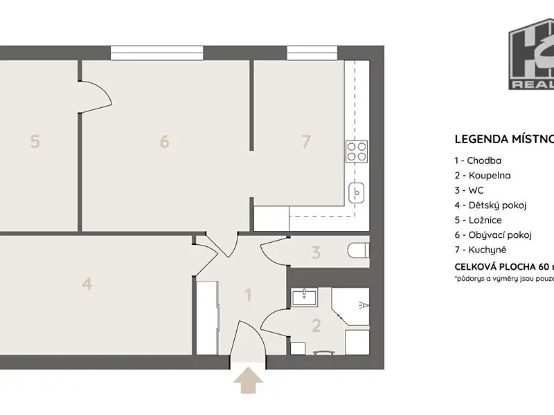 Pronájem bytu 3+1 59 m², Jablonec nad Nisou – náhled fotky 2