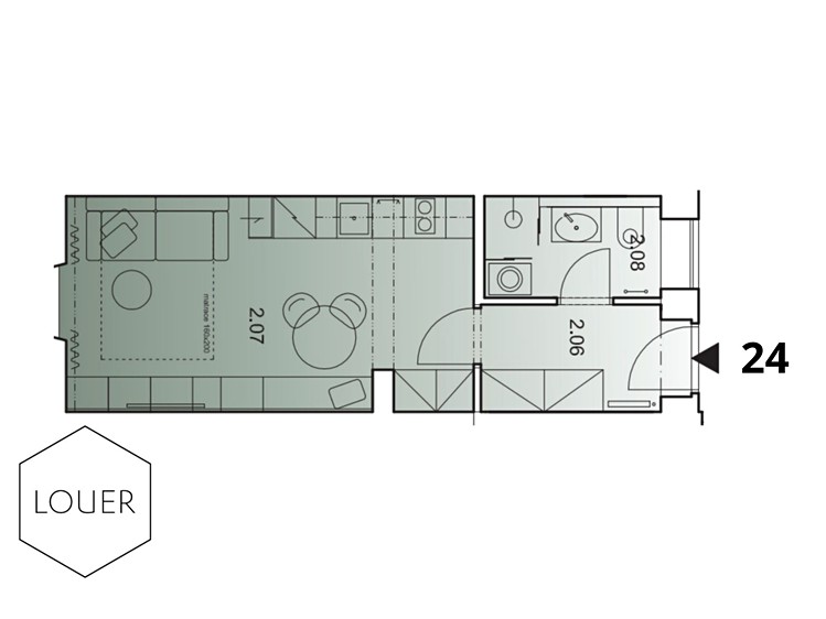 Квартира 1+kk в оренду, 26 м² (9 з 9)