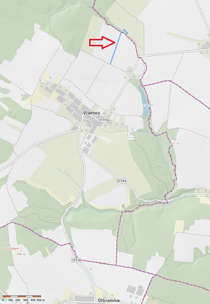 Prodej pole 6765 m², Vilémov – fotka 1 z 3