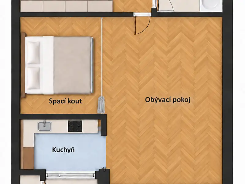 Pronájem bytu 1+kk 43 m², Brno – náhled fotky 3