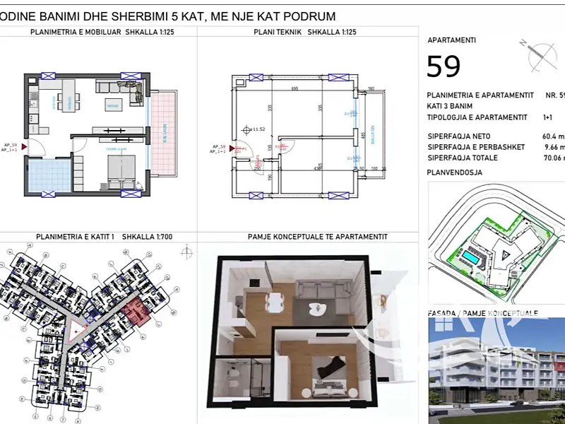 Prodej bytu 2+kk 60 m², Qerret – náhled fotky 2