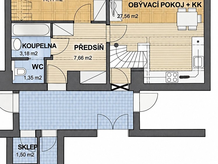 Pronájem bytu 2+kk, 56 m² (7 z 7)