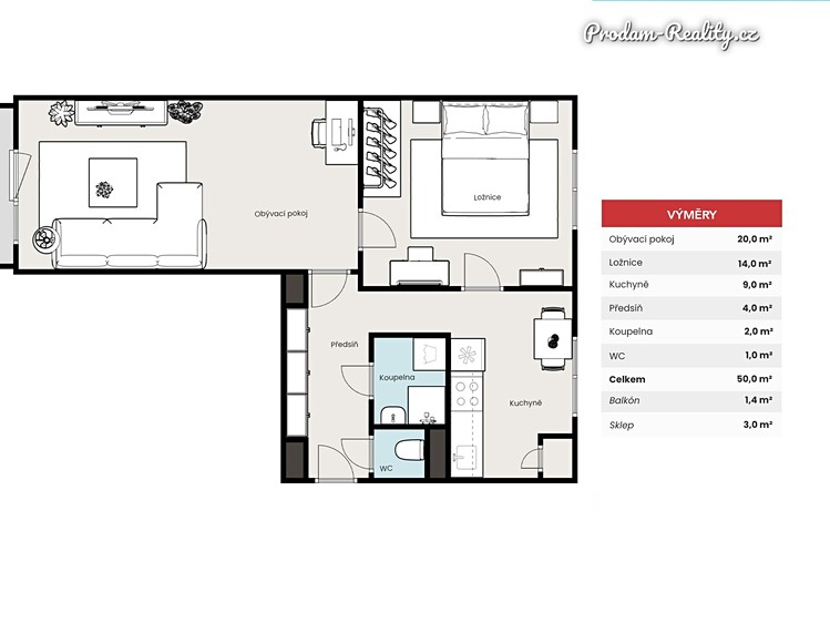 The 2+1 flat for sale, 50 m² (19 of 22)