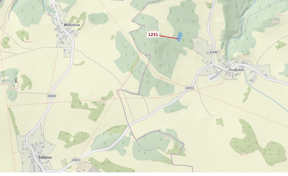 Dražba lesa 1462 m², Stebno – fotka 1 z 3