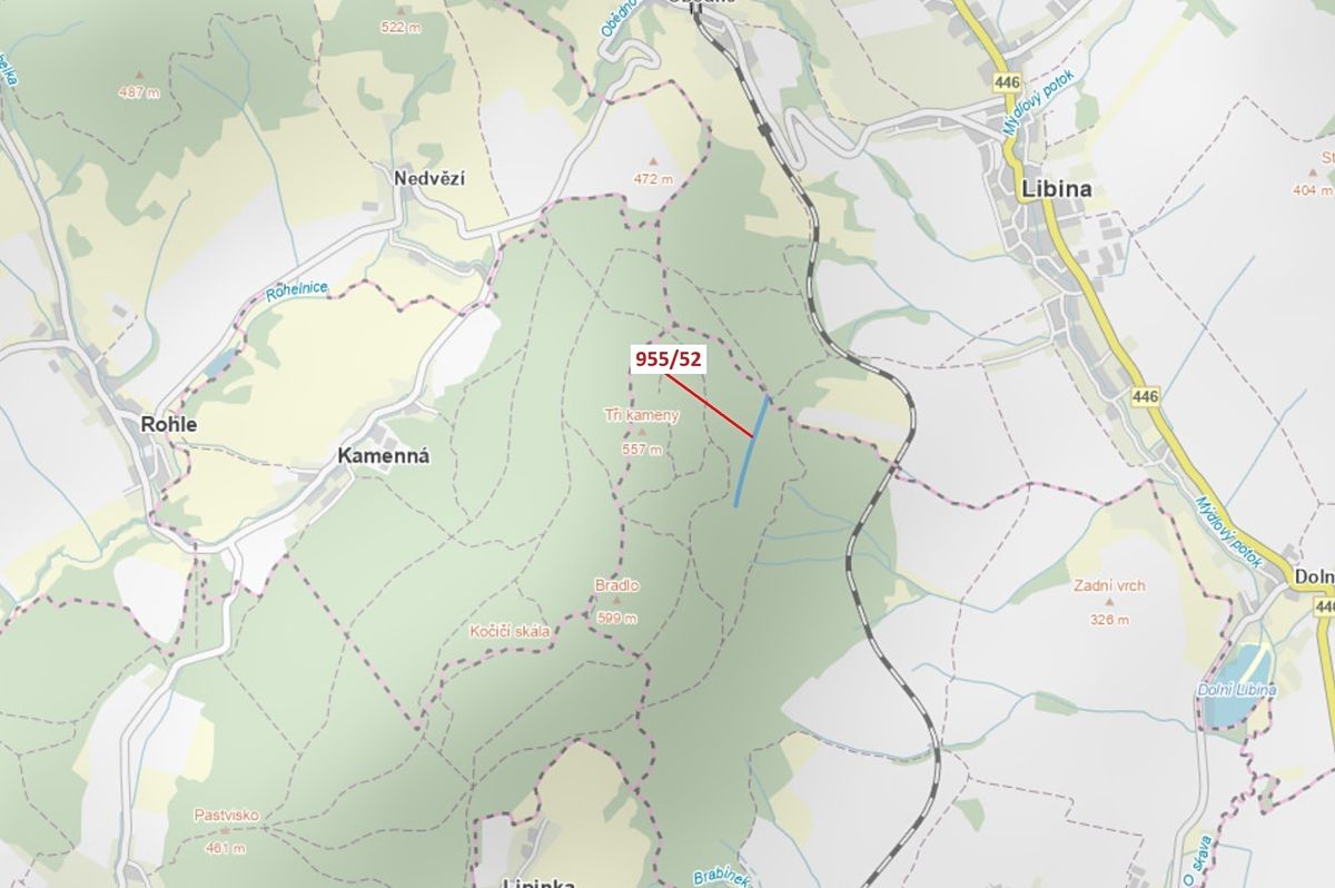 Dražba lesa 12014 m², Nová Hradečná – fotka 1 z 3