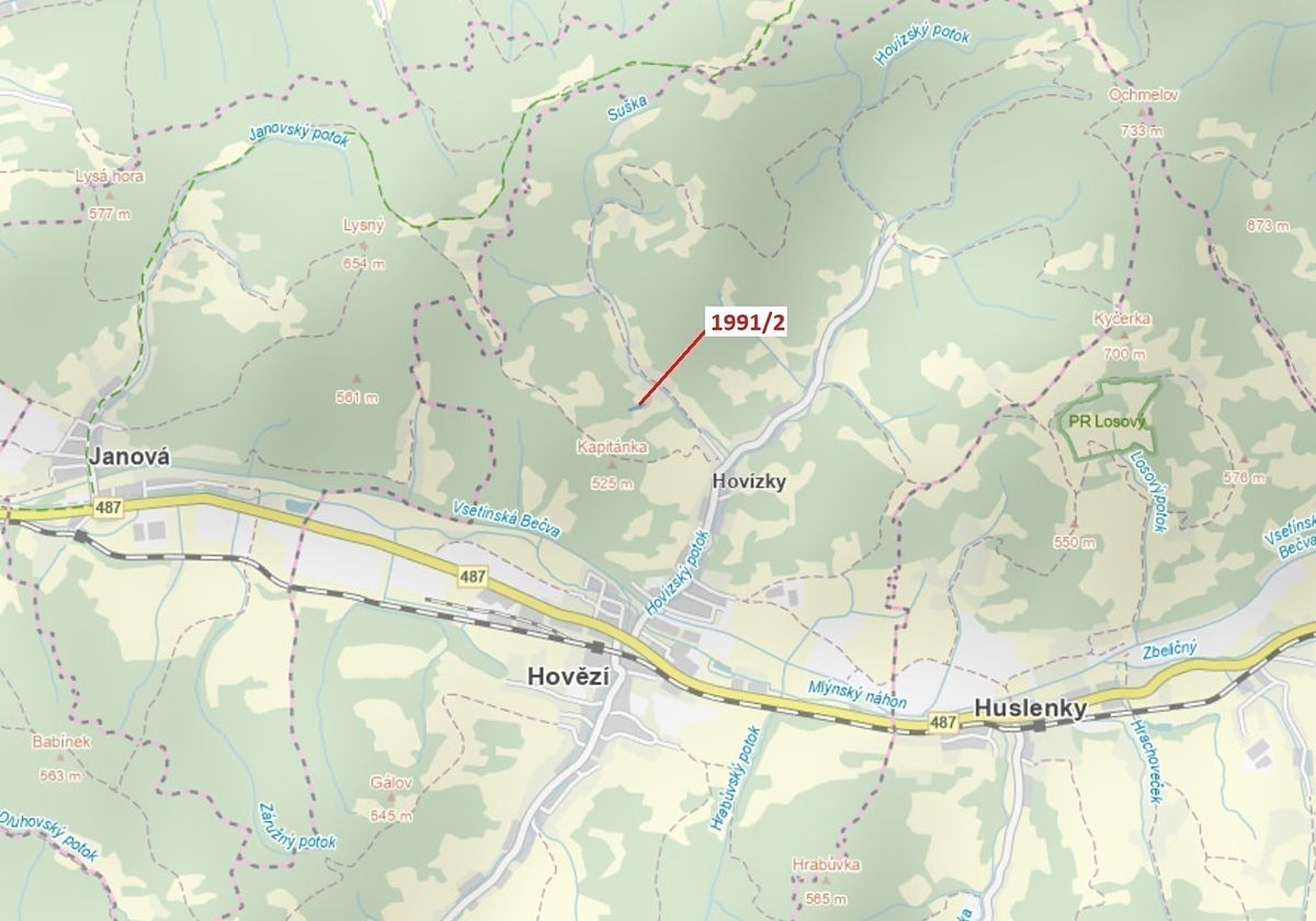 Dražba lesa 933 m², Hovězí – fotka 1 z 3
