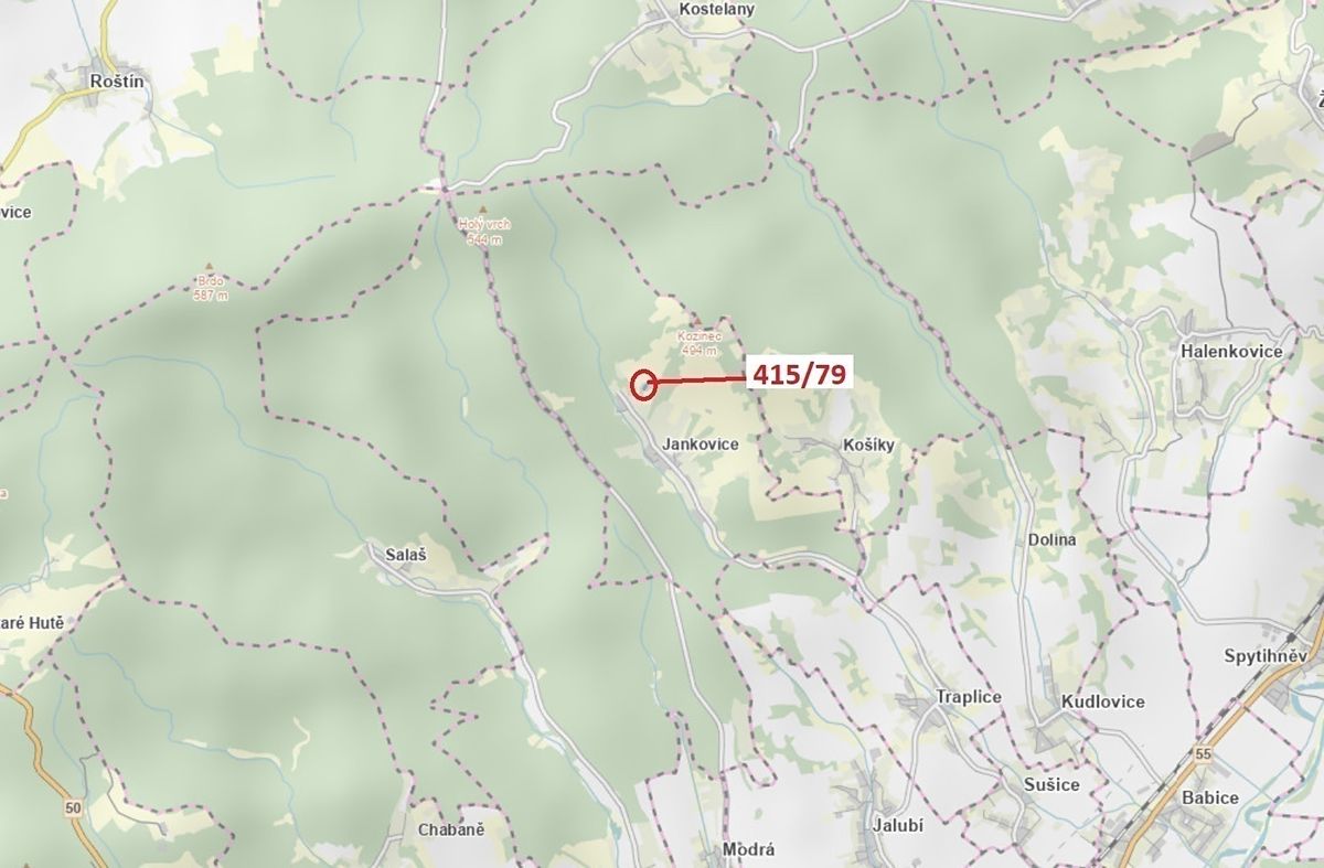 Dražba louky 2523 m², Jankovice – fotka 1 z 3
