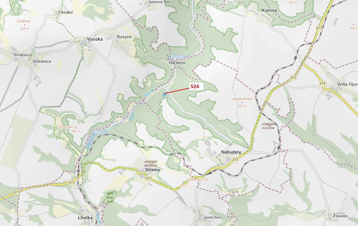 Dražba lesa 7596 m², Nebužely – fotka 1 z 3