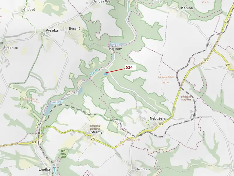 Dražba lesa 7596 m², Nebužely – náhled fotky 1