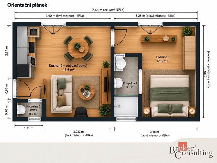 Квартира 2+kk в оренду, 32 м² (5 з 5)