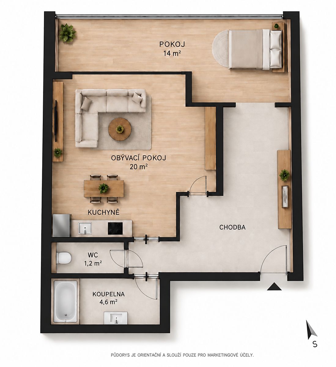 Pronájem bytu 2+kk 53 m², Otvovice – fotka 1 z 3