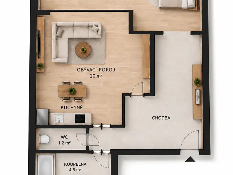 Pronájem bytu 2+kk 53 m², Otvovice – náhled fotky 1