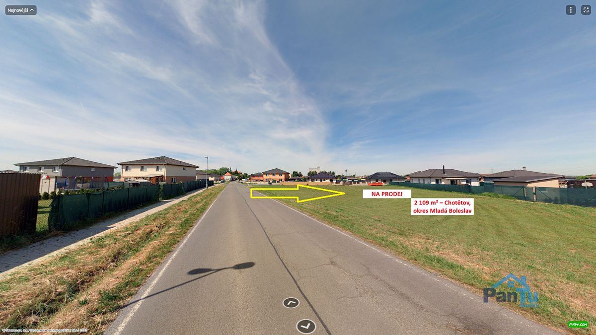 Prodej stavebního pozemku 2109 m², Chotětov – fotka 1 z 3