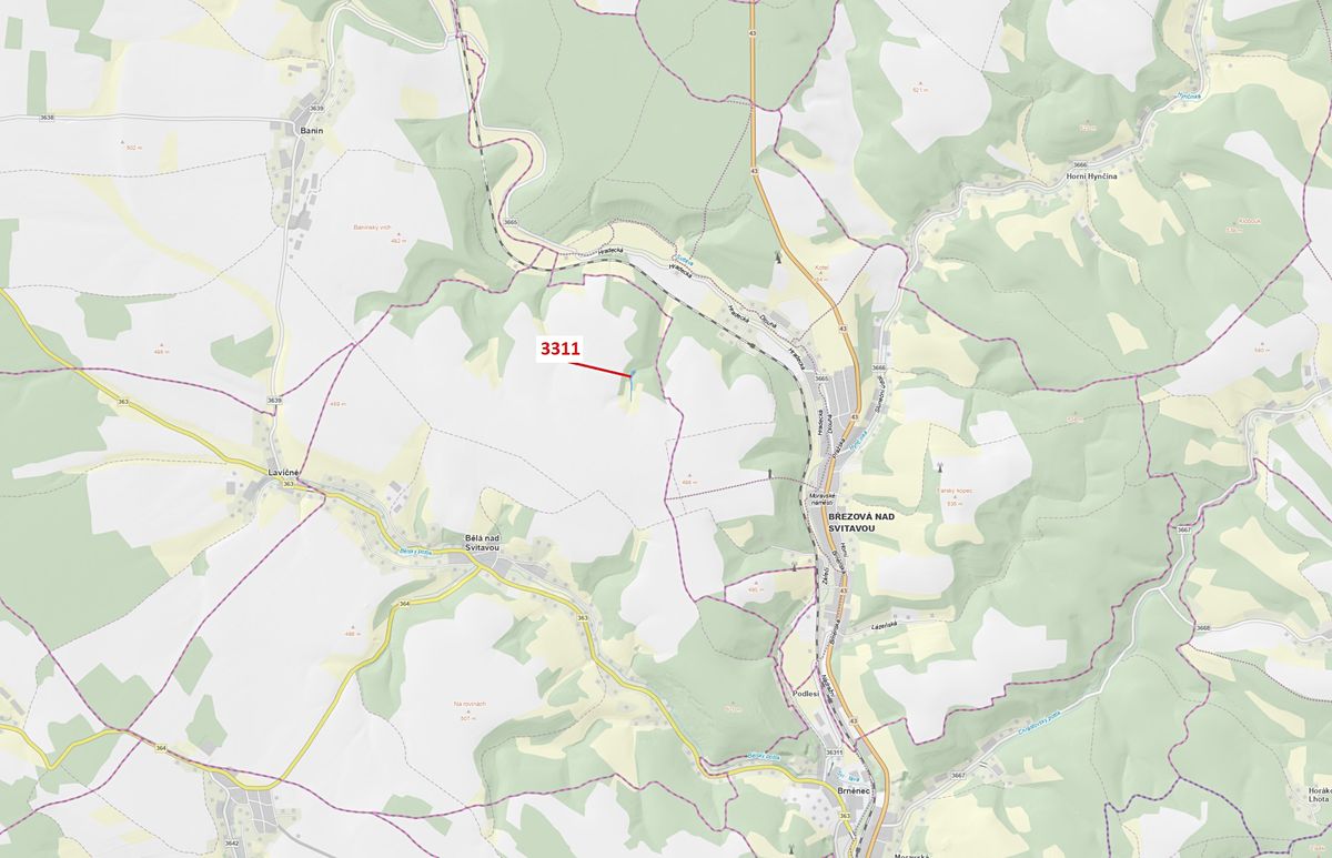 Dražba lesa 2084 m², Bělá nad Svitavou – fotka 1 z 3