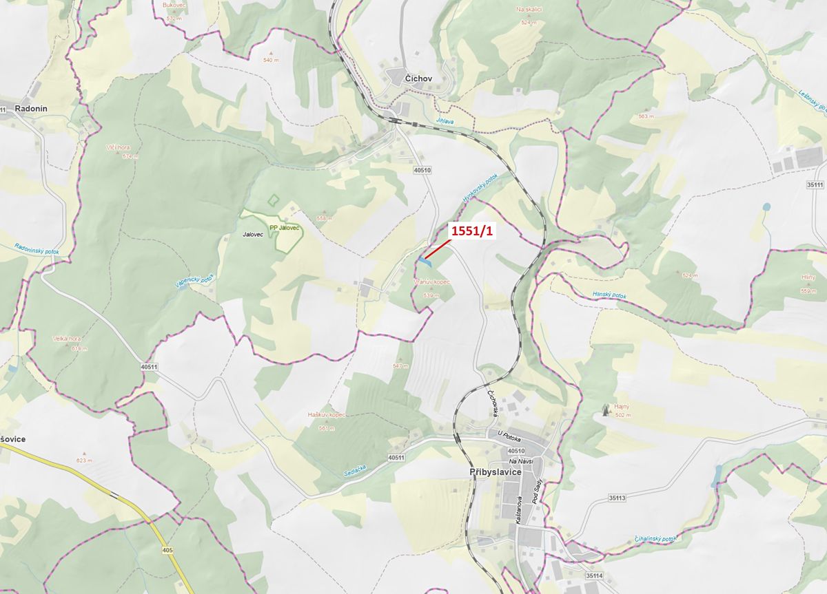 Dražba lesa 2478 m², Přibyslavice – fotka 1 z 3