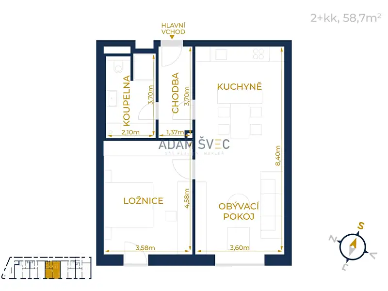 Pronájem bytu 2+kk 58 m², Olomouc – náhled fotky 3