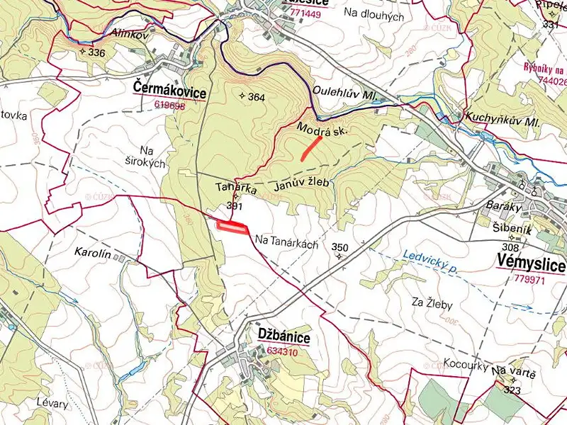 Prodej pole 11072 m², Džbánice – náhled fotky 2