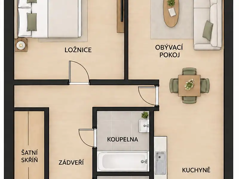 Pronájem bytu 2+kk 37 m², Rakovník – náhled fotky 2