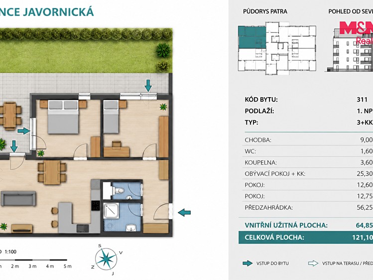 Pronájem bytu 3+kk, 65 m² (8 z 14)