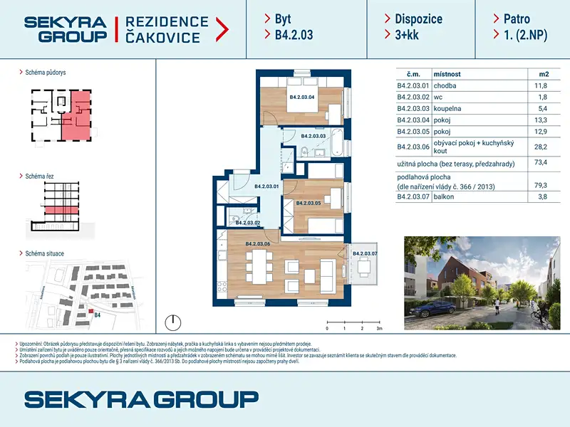 Prodej bytu 3+kk 73 m², Praha – náhled fotky 2