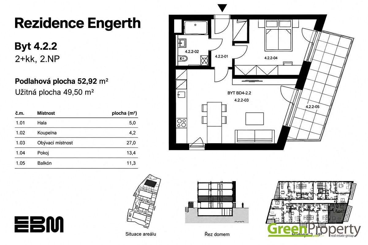 Pronájem bytu 2+kk 53 m² – fotografie 2