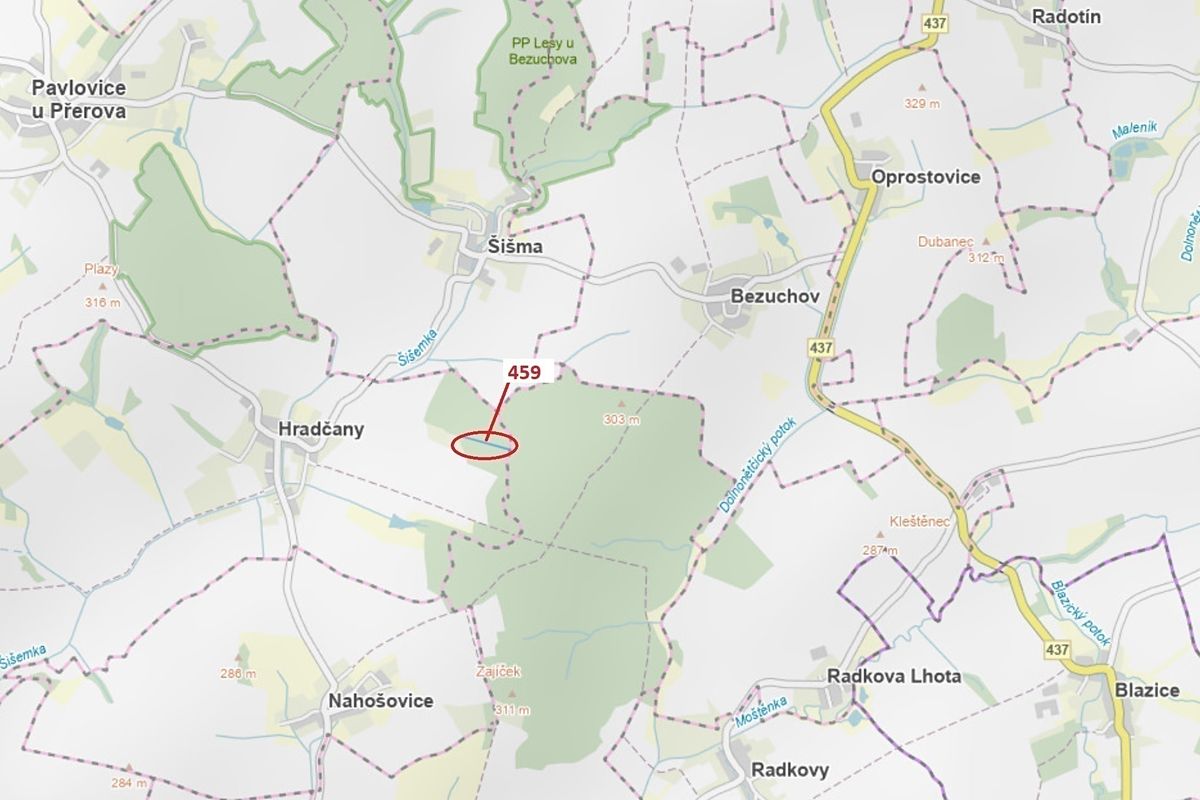 Dražba lesa 1895 m², Hradčany-Kobeřice – fotka 1 z 3
