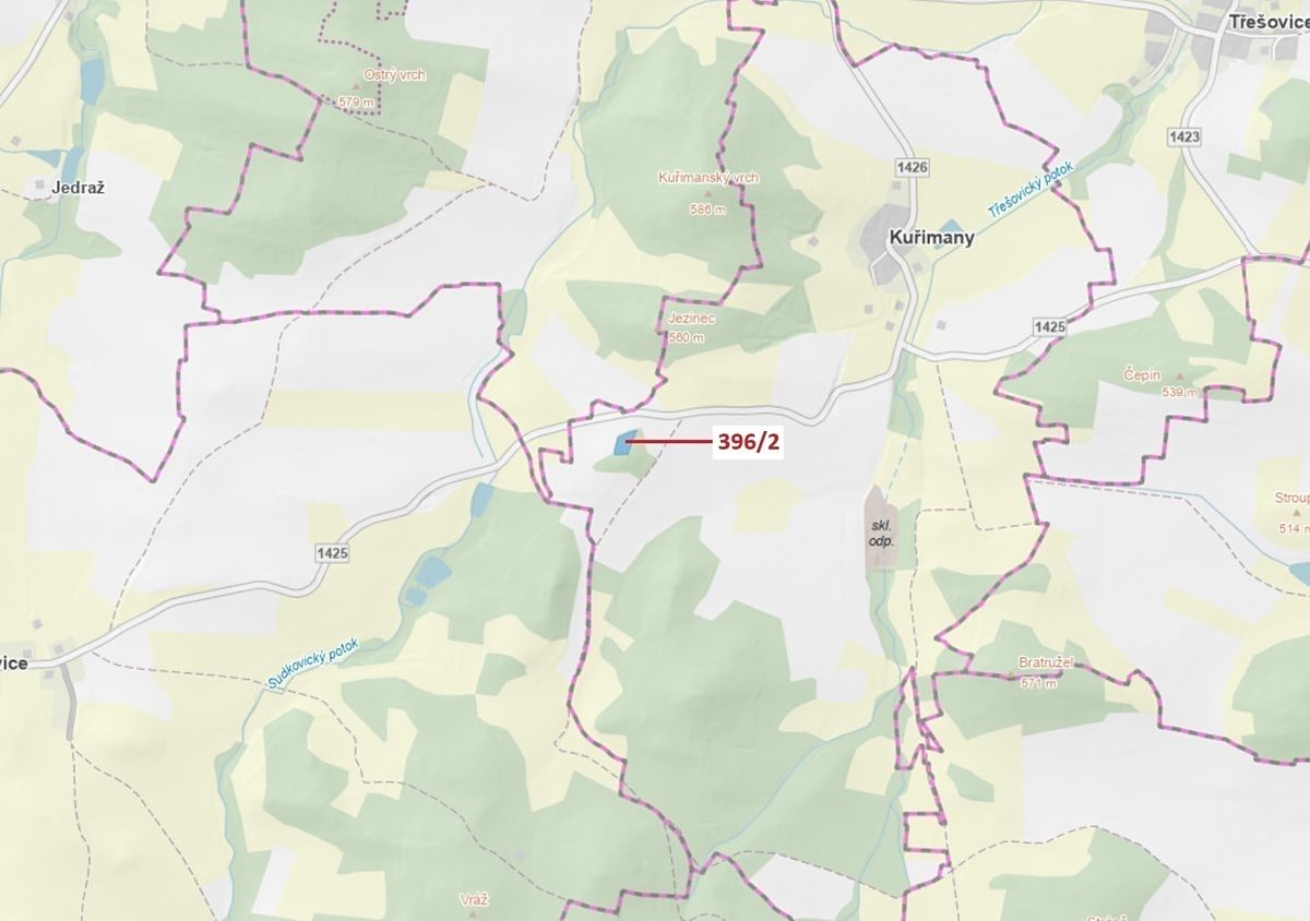 Dražba lesa 3340 m², Kuřimany – fotka 1 z 3