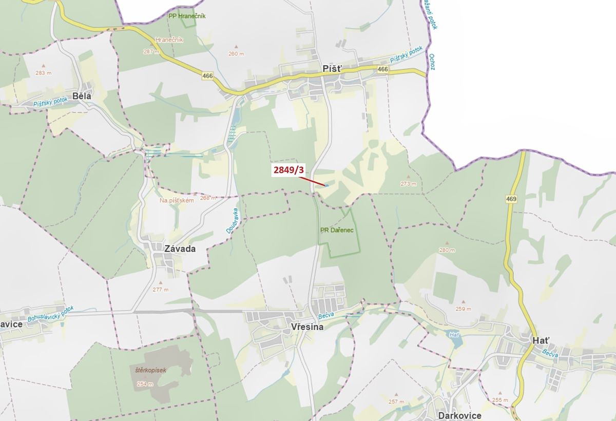 Dražba lesa 1130 m², Píšť – fotka 1 z 3