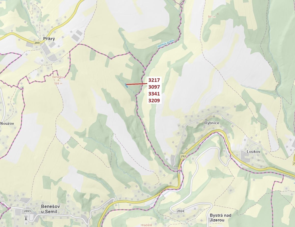 Dražba lesa 1649 m², Benešov u Semil – fotka 1 z 3