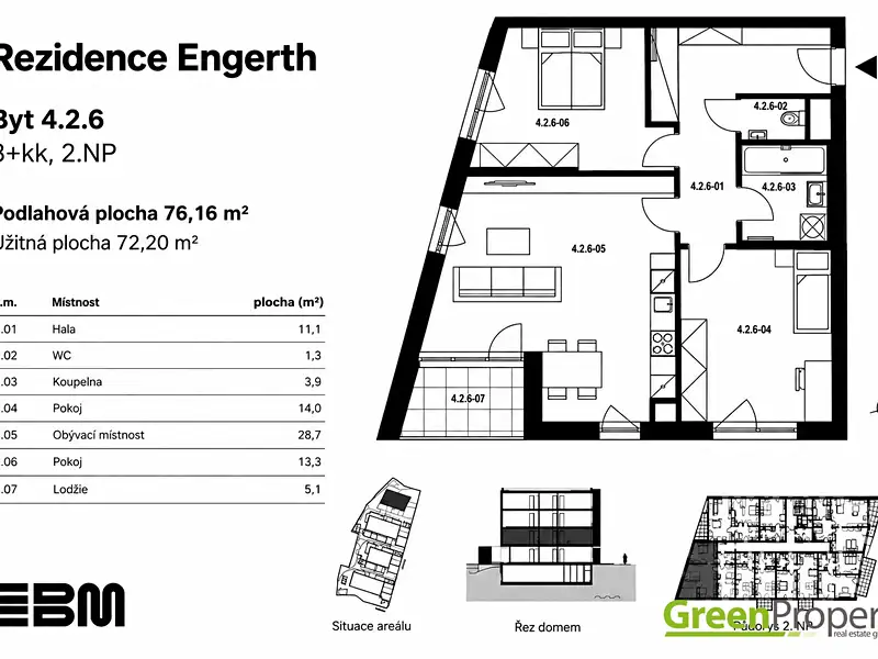 Pronájem bytu 3+kk 72 m², Kladno – náhled fotky 2