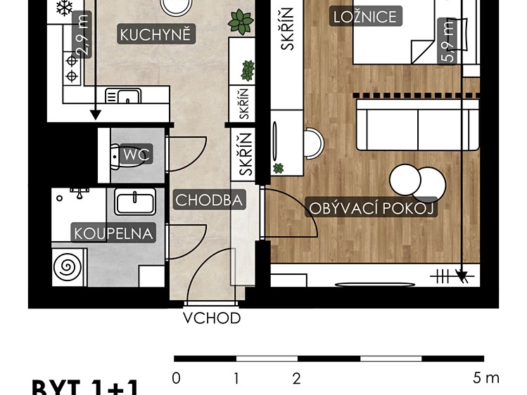 Wohnung 1+1 zum Kauf, 37 m² (2 von 18)