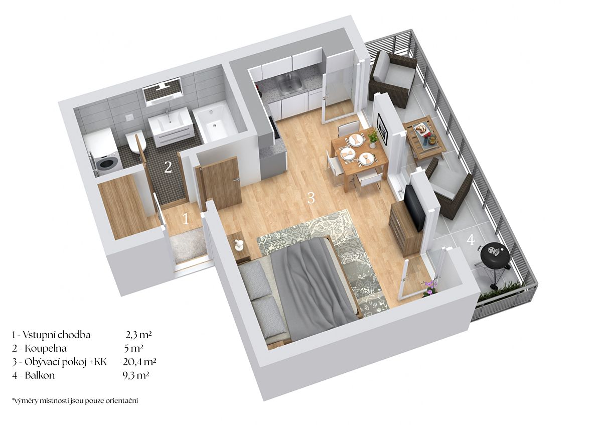 Pronájem bytu 1+kk 28 m² – fotografie 4