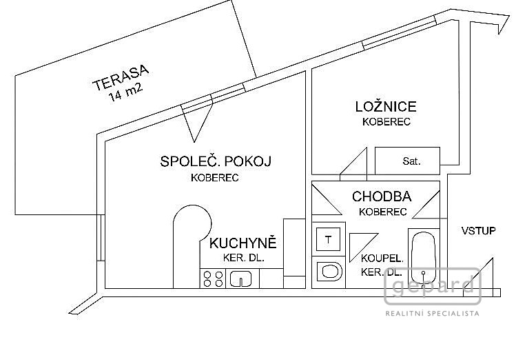 Pronájem bytu 2+kk, 46 m² (5 z 19)