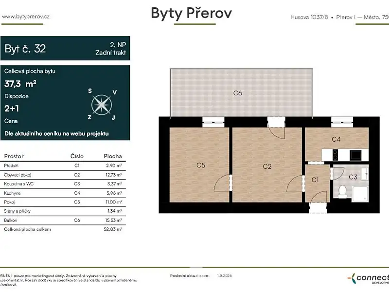 Pronájem bytu 2+1 37 m², Přerov – náhled fotky 3