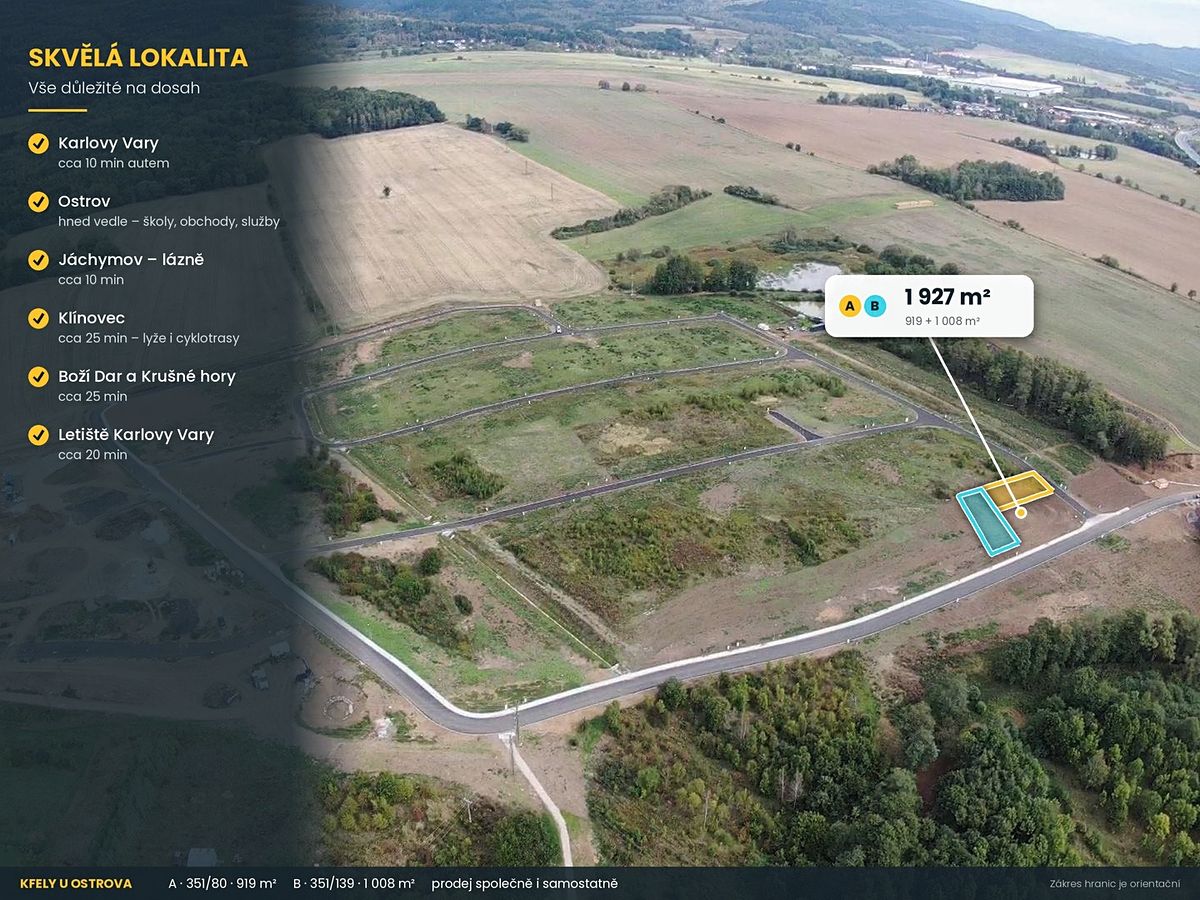 Prodej stavebního pozemku 919 m², Ostrov – fotka 1 z 3