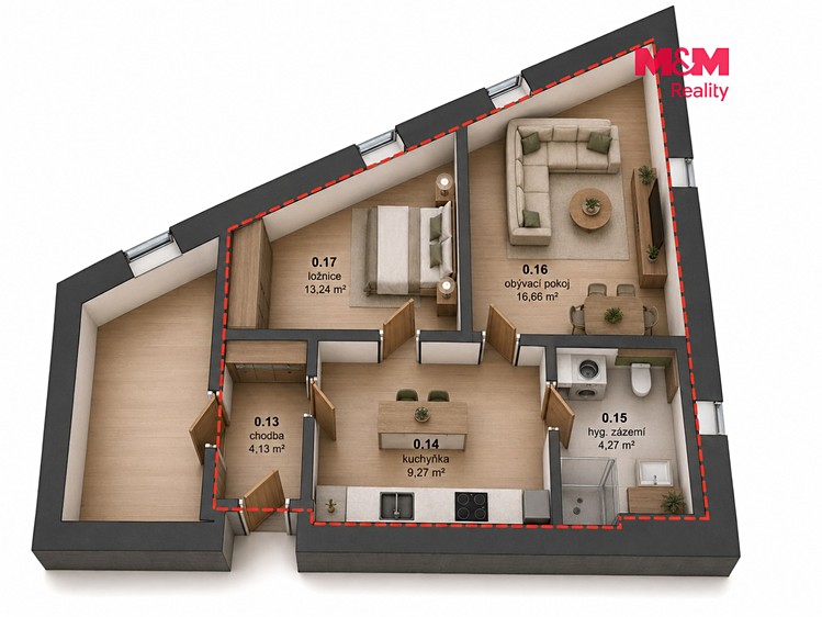 Квартира 3+kk на продаж, 52 м² (5 з 6)
