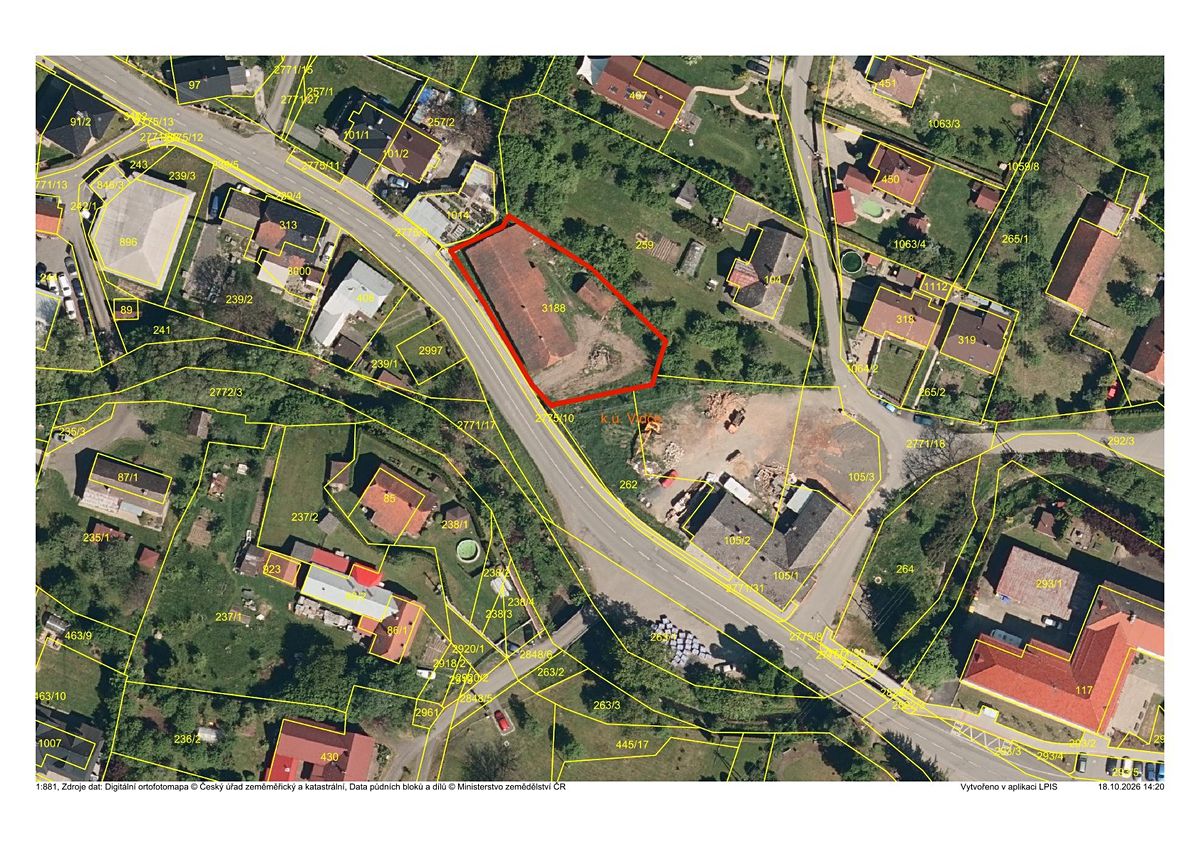 Prodej stavebního pozemku 1018 m², Vidče – fotka 1 z 3