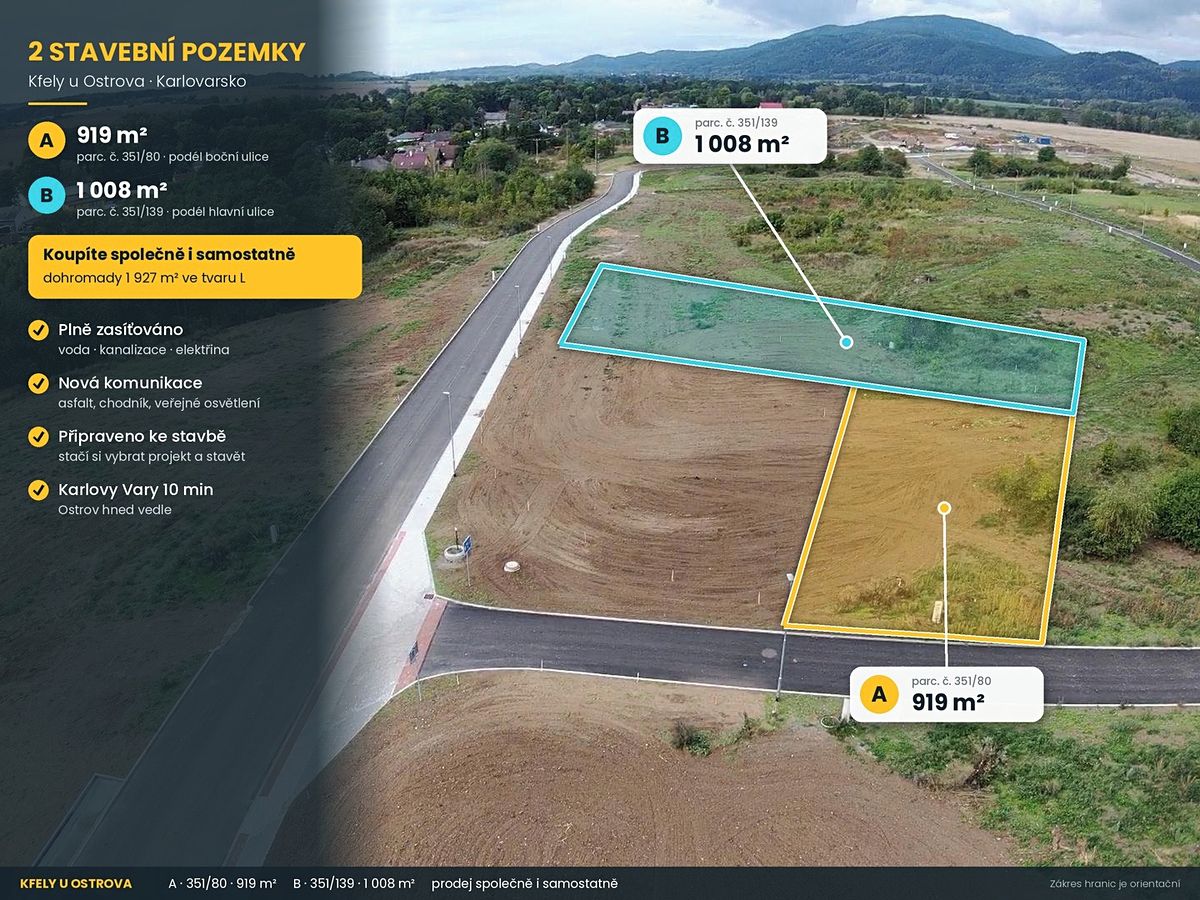 Prodej stavebního pozemku 1008 m², Ostrov – fotka 1 z 3