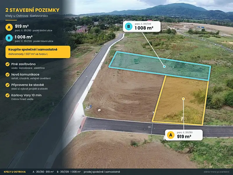 Prodej stavebního pozemku 1008 m², Ostrov – náhled fotky 1