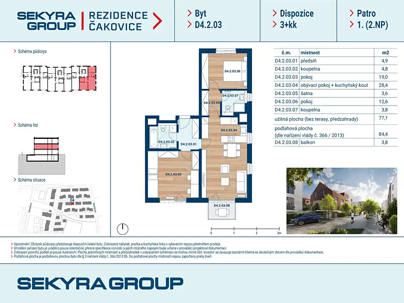 Prodej bytu 3+kk 77 m², Praha – náhled fotky 2